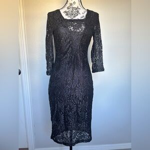 Candie's Black shiny Lace 3/4 Sleeve Dress